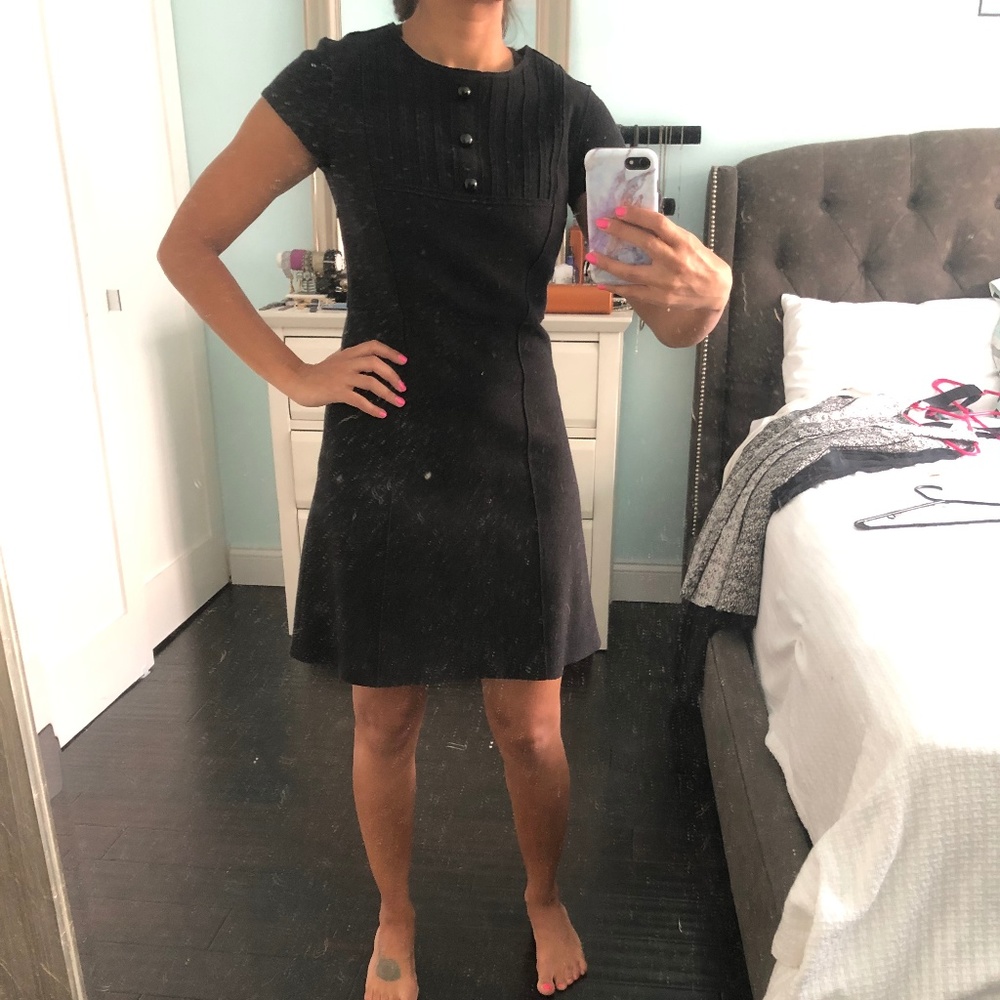 SUSANA MONACO BLACK SIZE 2 SHORT SLEEVE WOOL DRESS